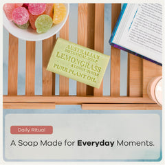 australian botanical soap valencia orange bar styled in bright bathroom setting energizing scent