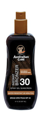 Australian Gold front packaging showing SPF 30 and instant bronzer benefits