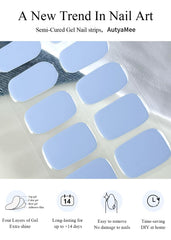 AutyaMee application showing a user pressing a strip on a nail for quick salon finish