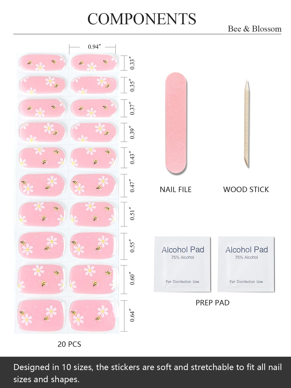 AutyaMee toolkit with prep pads, wooden stick and file for precise application