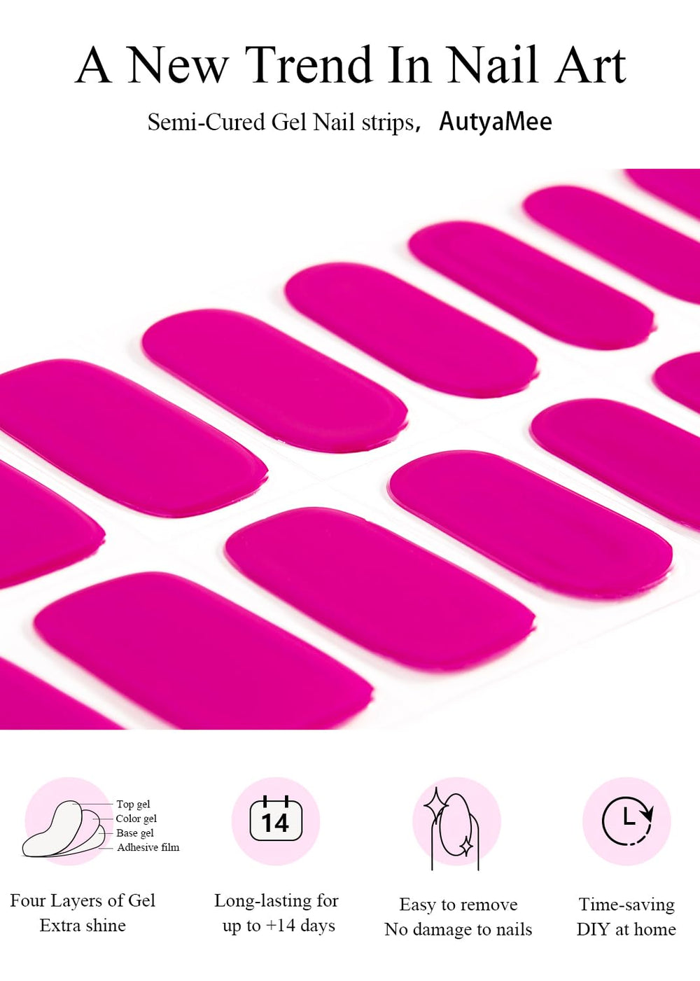 AutyaMee strips applied on fingertips showing size fit and natural nail-friendly adhesive