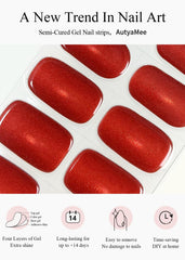 AutyaMee cured nails under UV lamp showing glossy cat eye shine benefit long-lasting wear