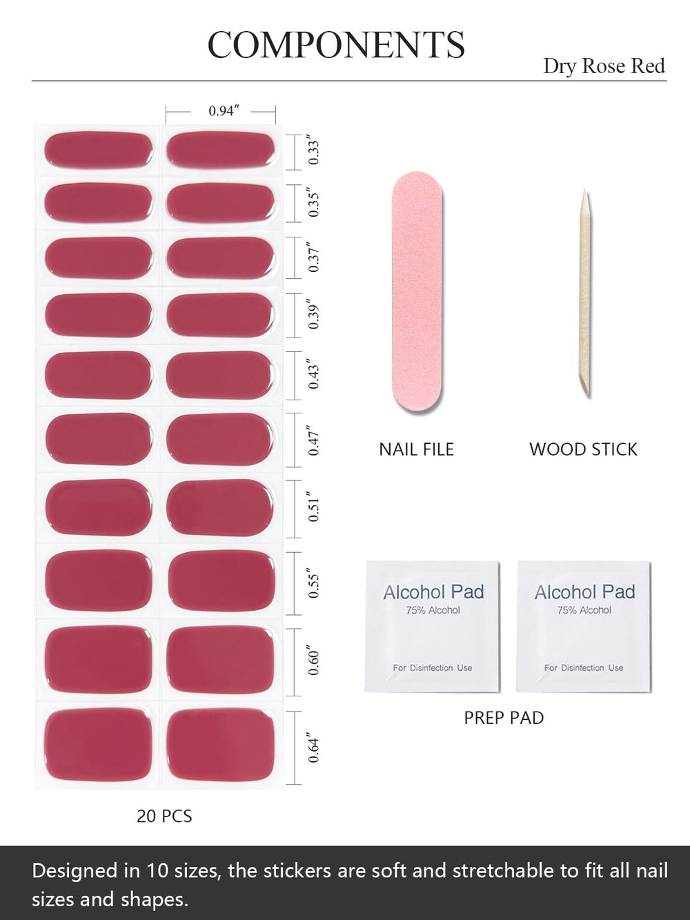 AutyaMee application scene with strips, file and wooden stick for fast use