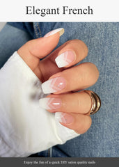 AutyaMee finished French manicure on hands showcasing salon-grade glossy results