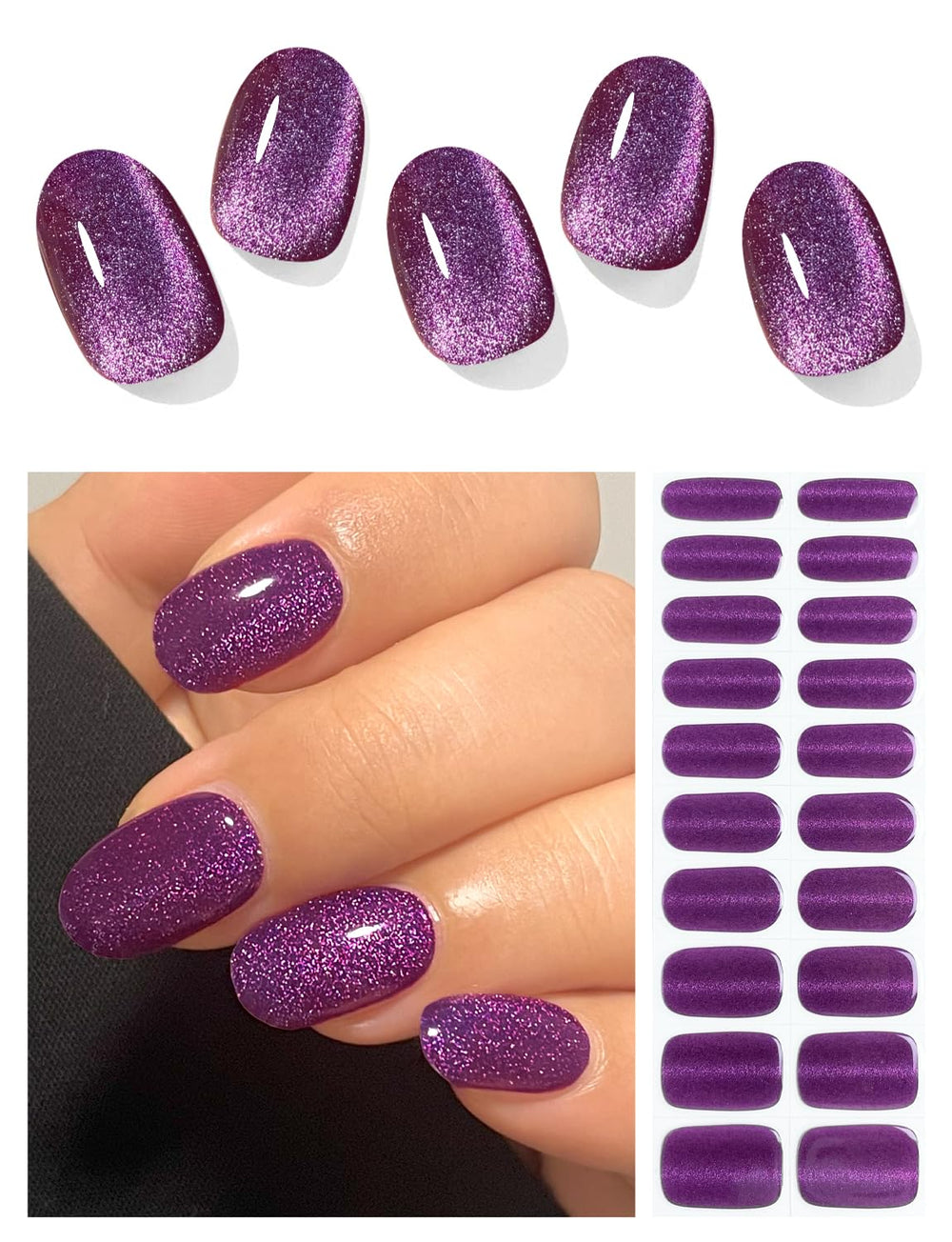 AutyaMee front packaging showing purple cat eye nail strip benefits