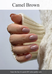 AutyaMee Milky Tea manicure on hands showing natural look