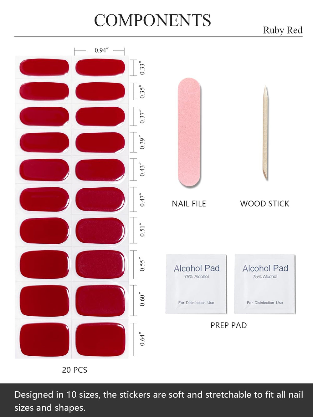 AutyaMee layout of 10 strip sizes demonstrating precise fit benefit
