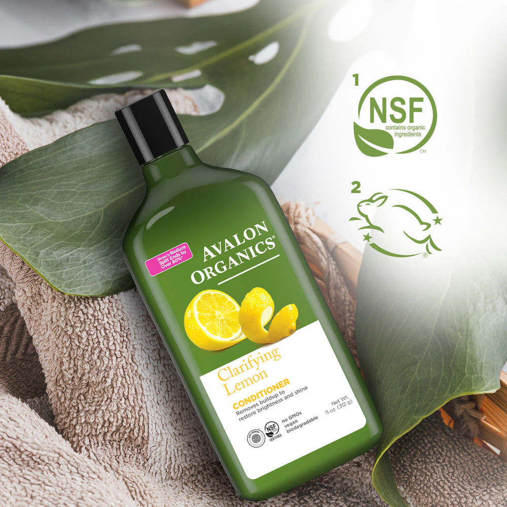 Avalon Organics conditioner in shower setting demonstrating daily-use benefit
