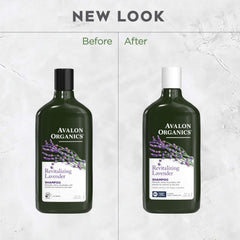 Avalon Organics bottle held in hand for scale showing travel-friendly 11 fl oz benefit