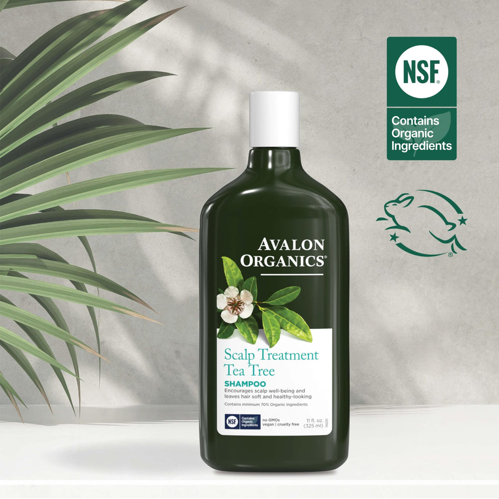 Avalon Organics shampoo on bathroom shelf during routine showing everyday use benefit