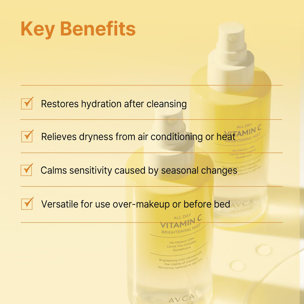 AVCA being spritzed over makeup illustrating refresh without smudging and added radiance