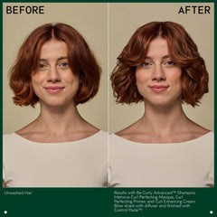 Aveda Be Curly held in hand to show scale, helps visualize 6.7 fl oz size