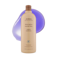 Aveda Blue Malva shampoo front bottle showing product and volume benefit