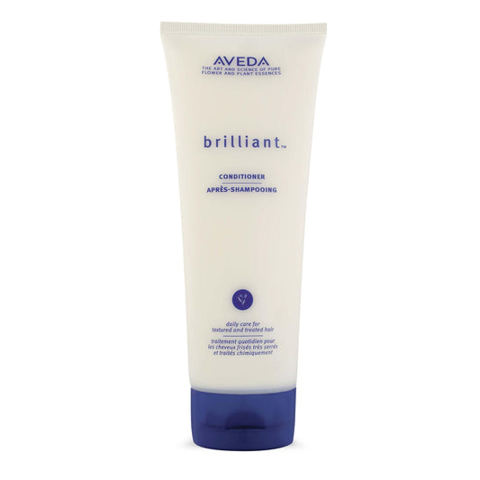 Aveda Brilliant conditioner front bottle showing brand and size for easy identification