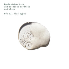 Aveda shampoo in hand during application showing easy use and scalp cleanse