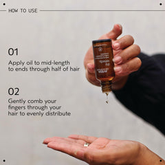 Aveda bottle held in hand showing 1 fl oz scale and travel-friendly convenience