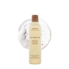Aveda Flax Seed Aloe front packaging showing bottle and label benefit