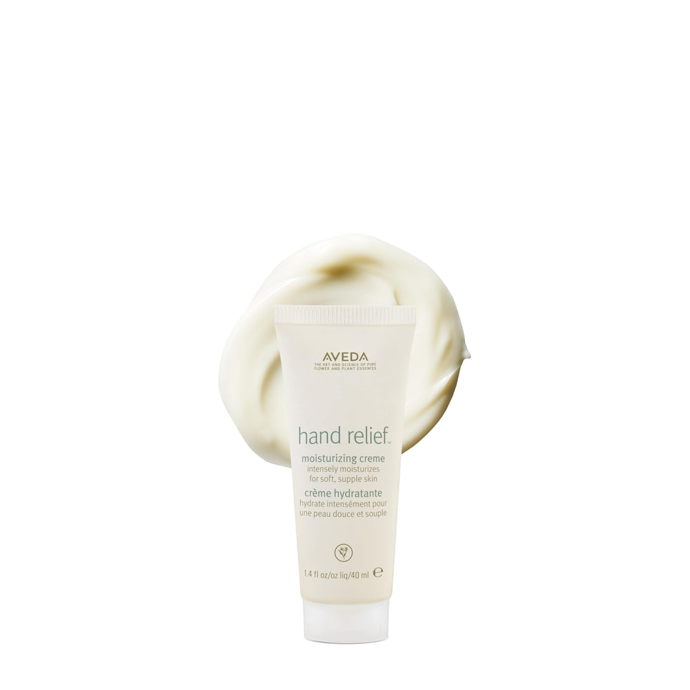 Aveda hand relief front packaging showing tube and label benefits