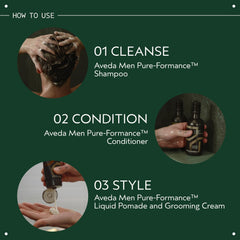 Aveda ingredient label close-up highlighting naturally derived formula benefits