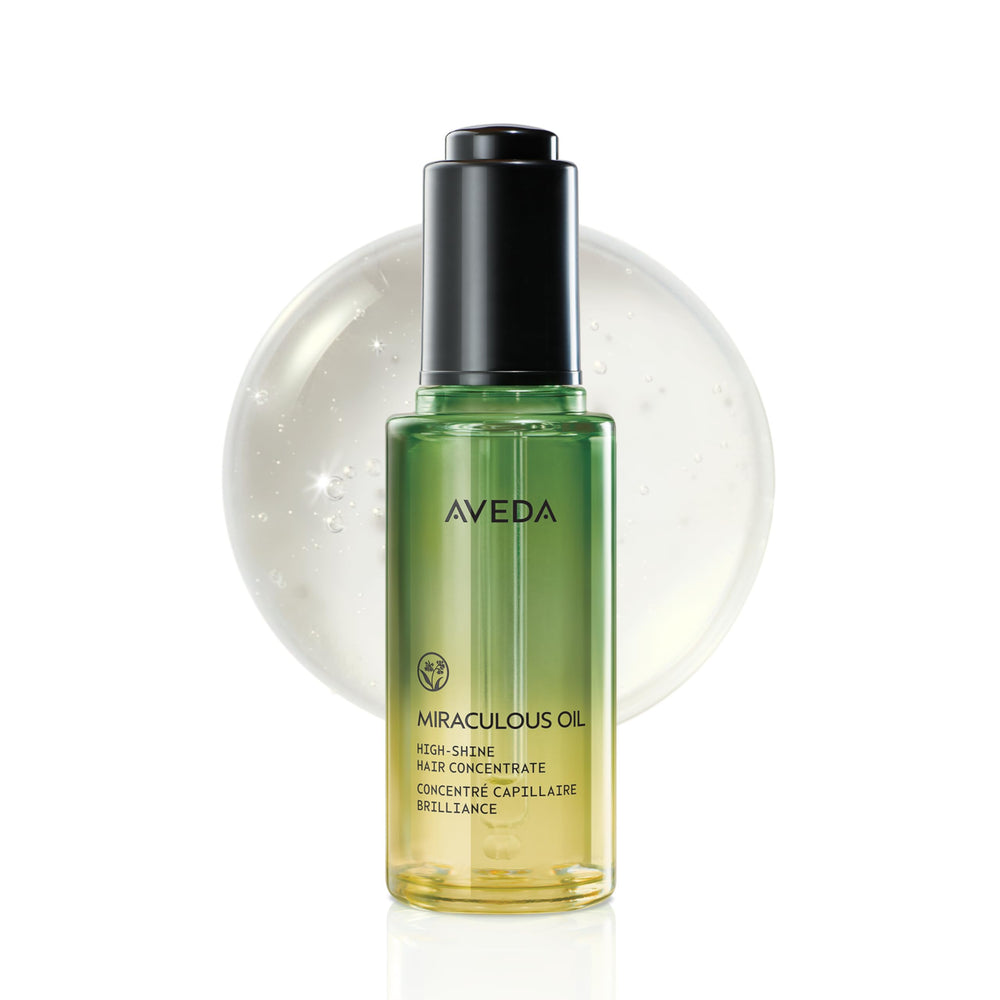 Aveda Miraculous Oil front bottle showing packaging and shine benefit