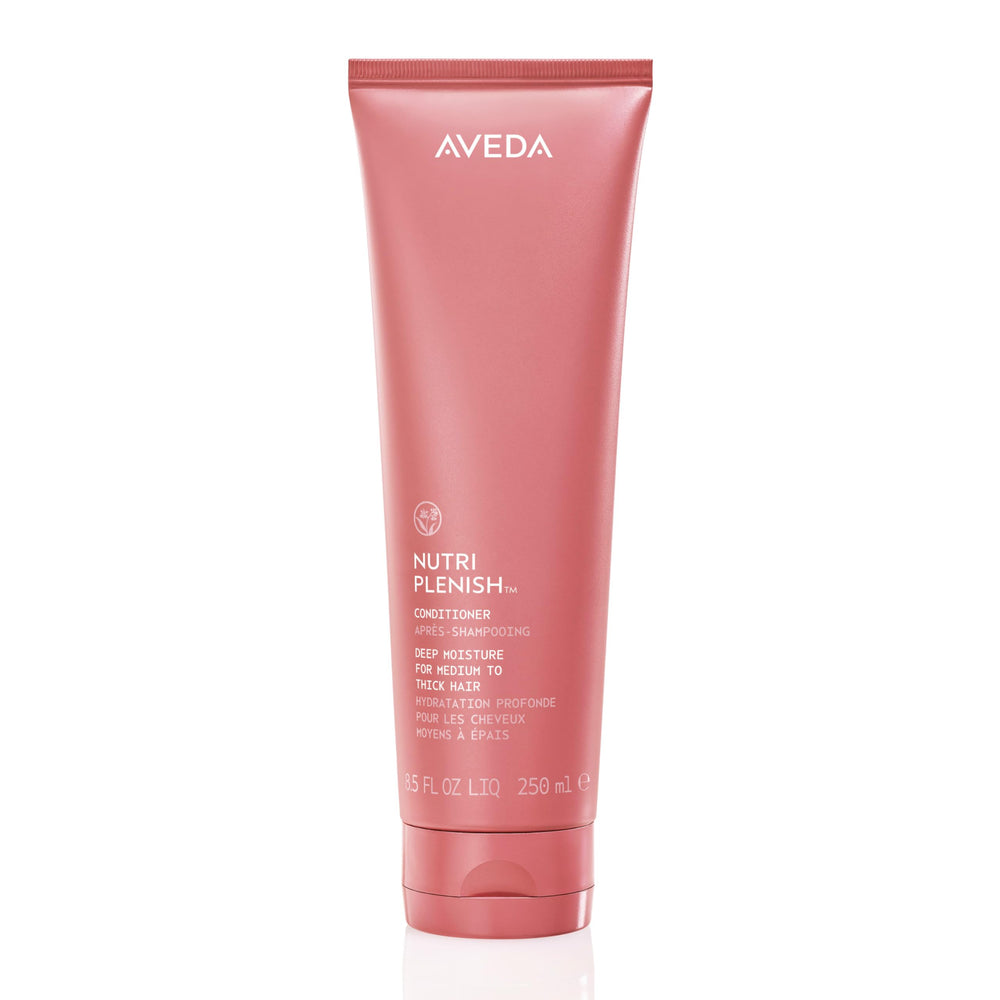 Aveda bottle front view showing Nutriplenish label and calming benefit