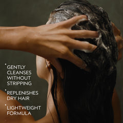Aveda label close-up showing ingredient list and lightweight formula benefits