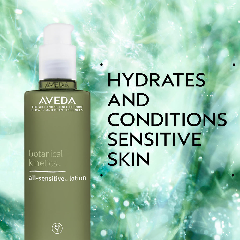 Aveda pump dispensing lotion, highlights smooth lightweight texture benefit