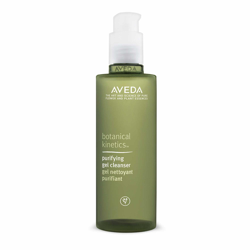 Aveda purifying gel cleanser front bottle shows clean packaging and natural benefit