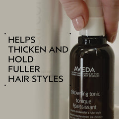 Aveda Thickening Tonic spray nozzle close-up demonstrating easy application