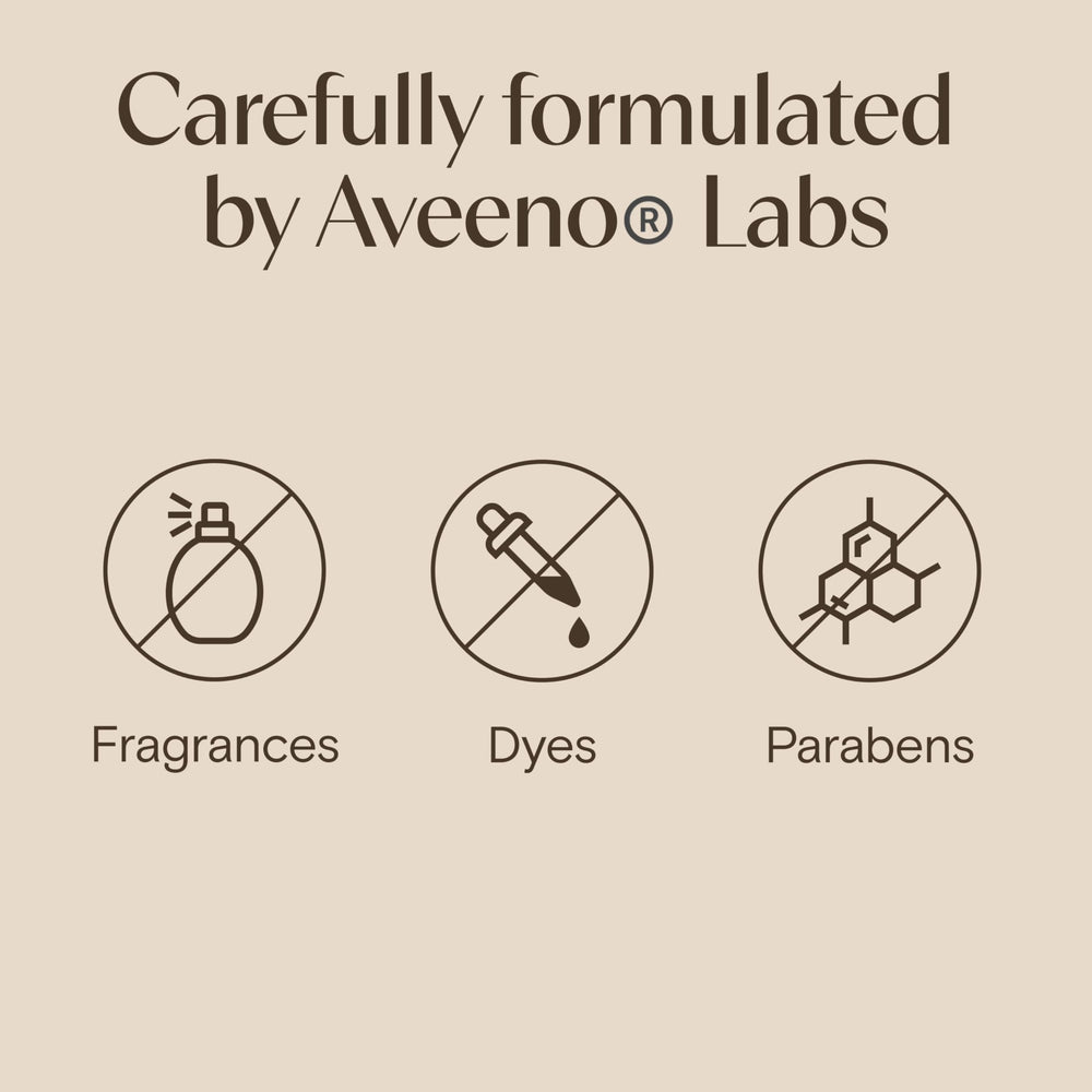 Aveeno applied on model's face showing soothing hydration for sensitive skin