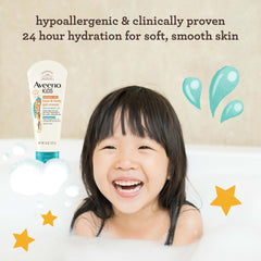 Aveeno Baby pump dispense closeup demonstrating easy application