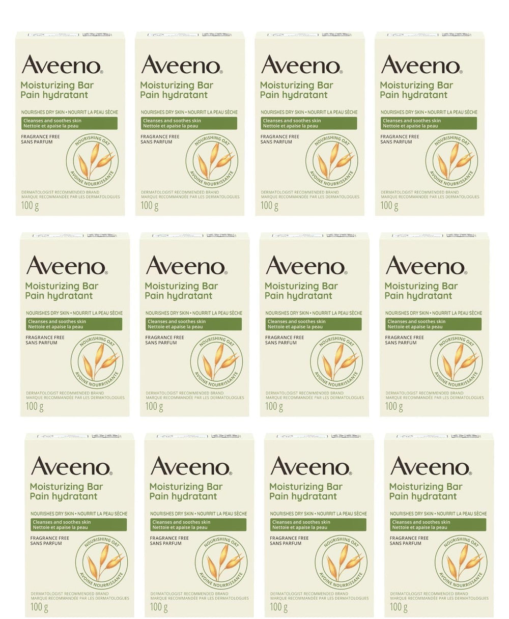 Aveeno moisturizing bar front packaging showing brand and gentle cleansing benefit