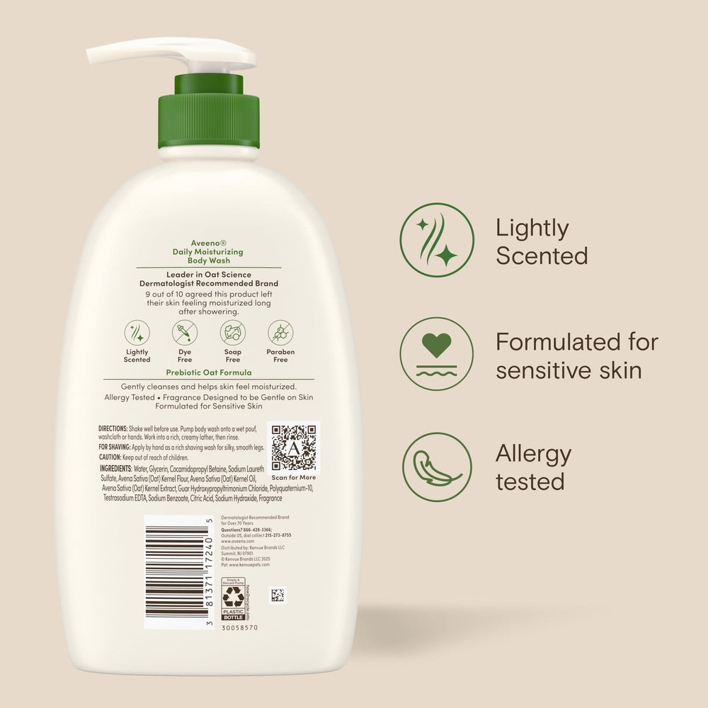 Aveeno bathroom shelf display indicating family-friendly value size