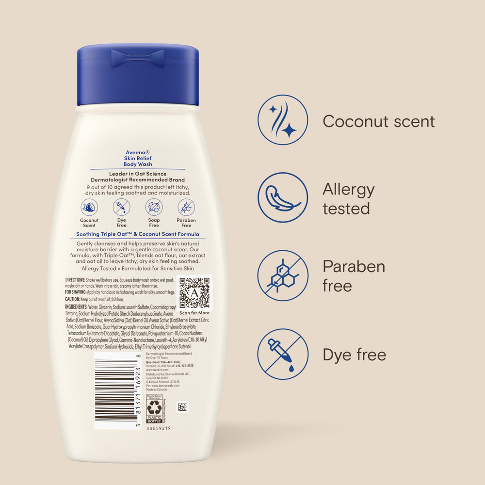 Aveeno on bathroom shelf in lifestyle scene conveying routine comfort