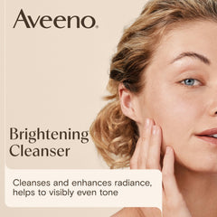 Aveeno bottle pump and label emphasizing gentle daily cleansing