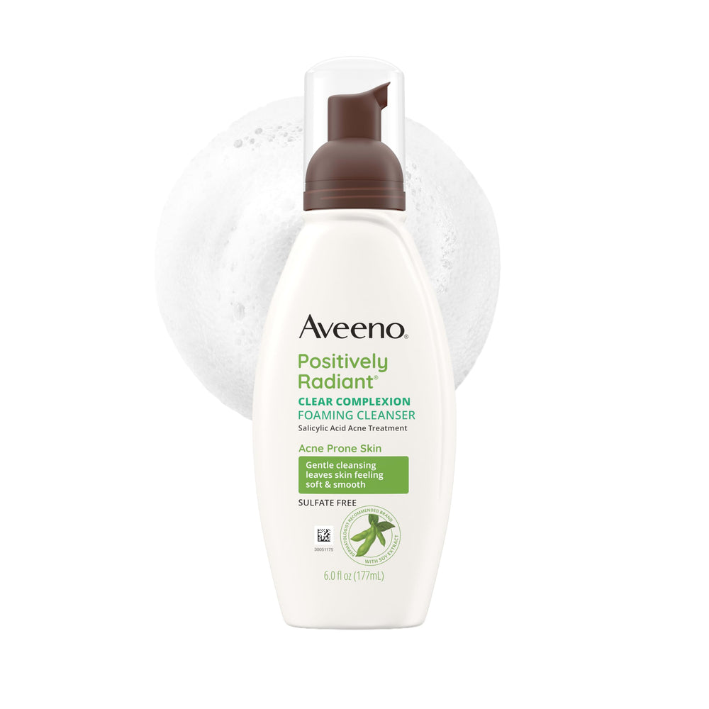 Aveeno front packaging showing product and benefits for clearer skin
