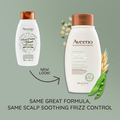 Aveeno close-up label highlighting oat and plant protein ingredients