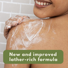 Aveeno creamy foam texture demonstrating gentle, moisturizing cleanse