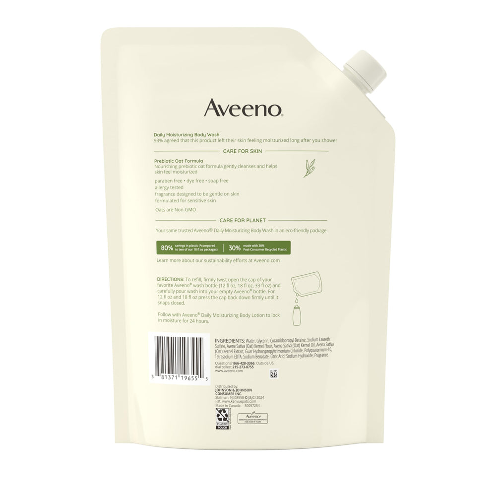 Aveeno eco-focused packaging illustrating lower plastic footprint