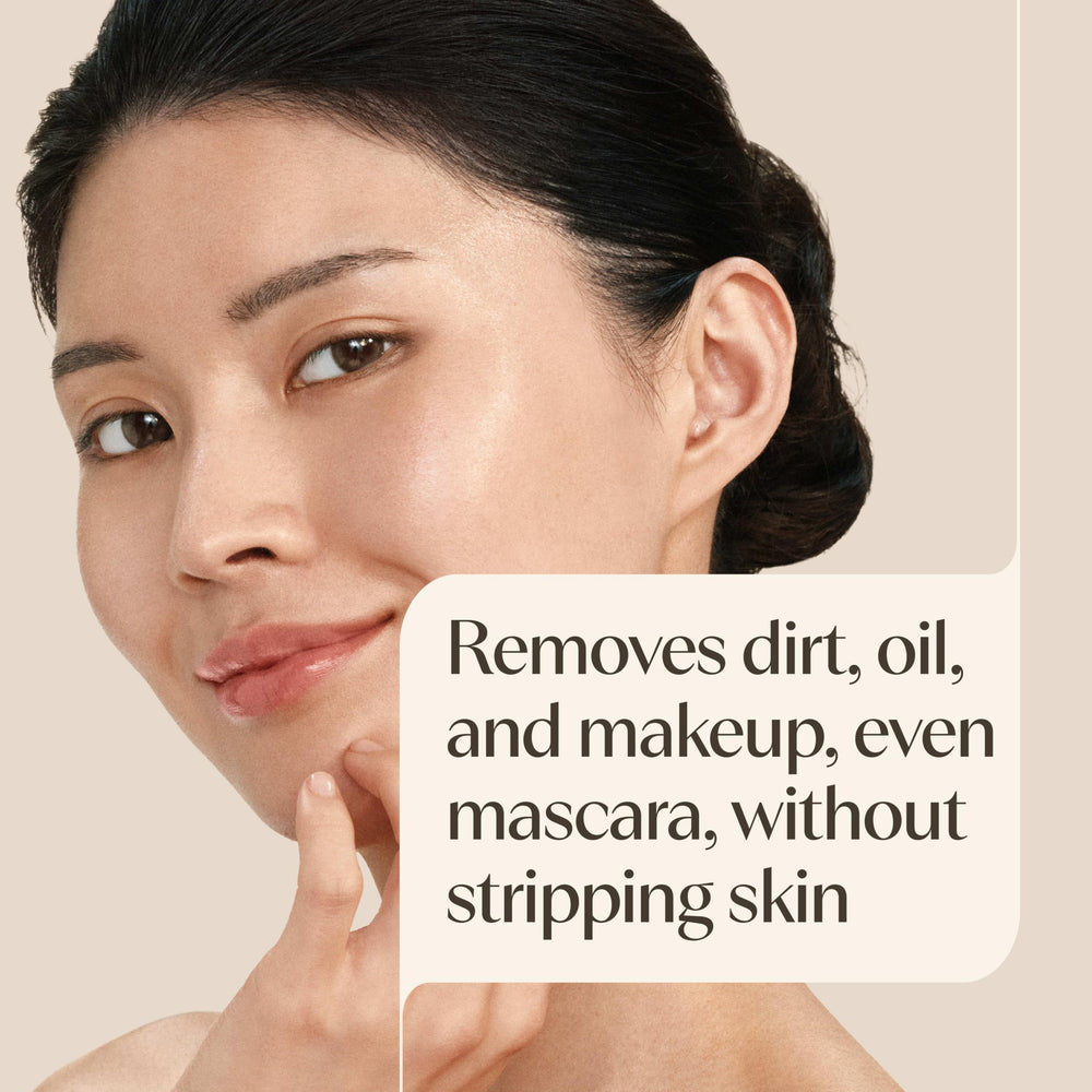 Aveeno foam transforming in hands to lift makeup and calm skin