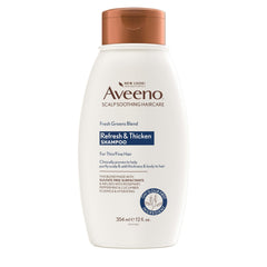 Aveeno front packaging showing bottle and product benefits in fresh greens