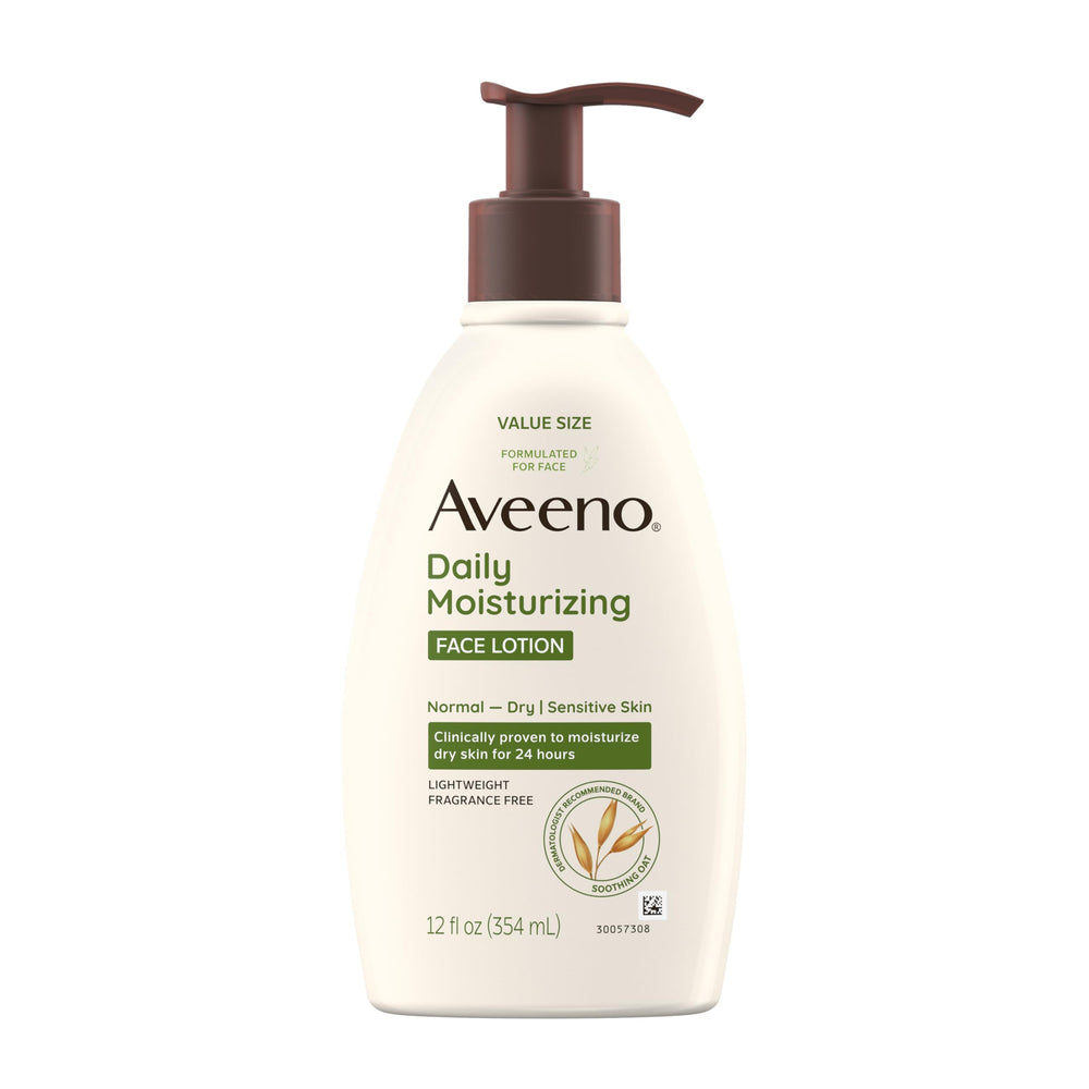 Aveeno front packaging 12 oz bottle showing product benefit and size