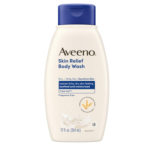 Aveeno front packaging showing product label and soothing benefits