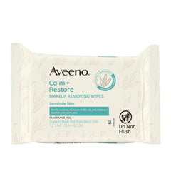 Aveeno front packaging showing 25-count wipes and unscented benefit
