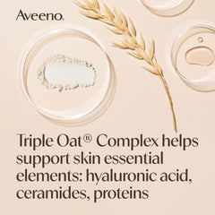 Aveeno oats ingredient shot emphasizing natural calming benefit