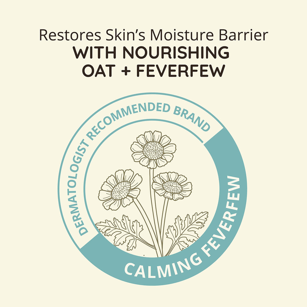Aveeno product label ingredients view highlighting feverfew and fragrance-free benefit