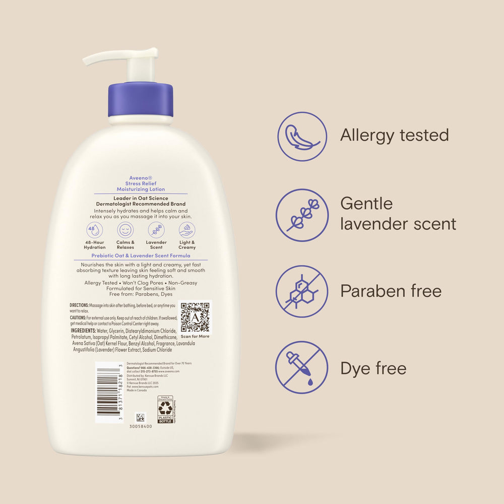 Aveeno oat and lavender visual emphasizing natural ingredients and soothing benefit