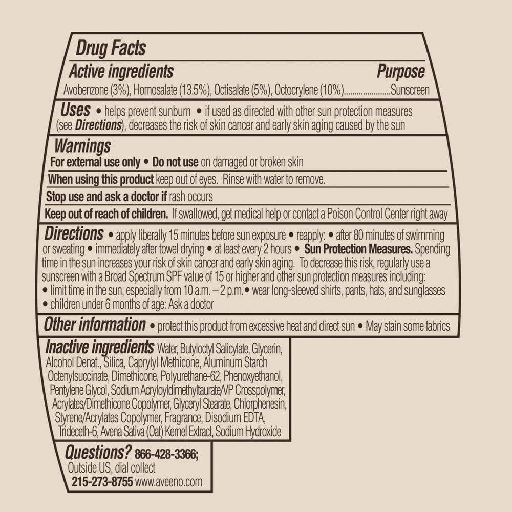 Aveeno lotion absorbing into skin showing quick-dry hydrating benefit