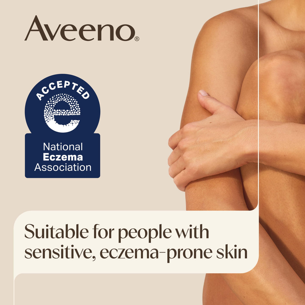 7.2 oz Aveeno ointment held for scale indicating generous size
