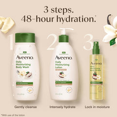 Aveeno paired with Daily Moisturizing Lotion to extend skin hydration